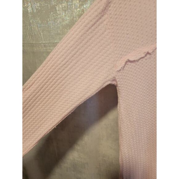 Grayson Threads Women‎ L Baby Pink Waffle Thermal Sleepwear LSleeve Shirt Comfy - Picture 5 of 6